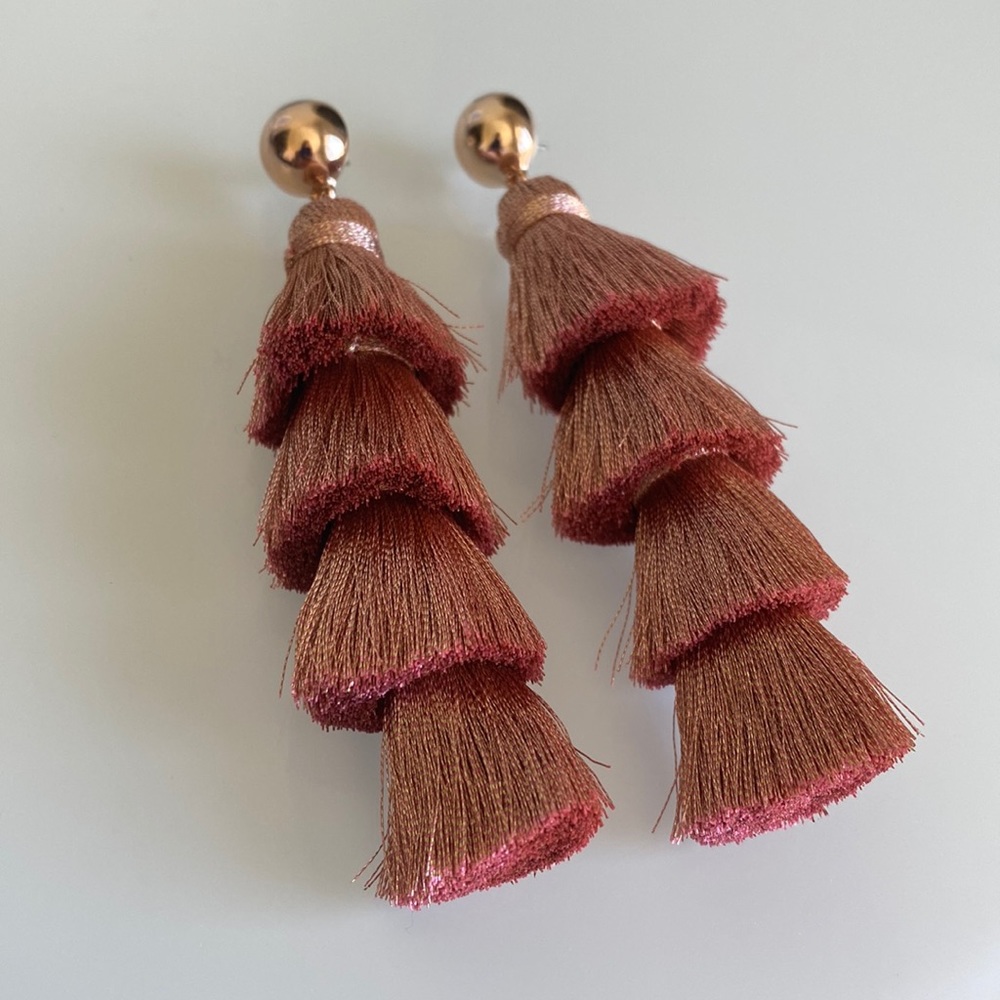 Pink Tassel Baublebar Earrings (never worn)